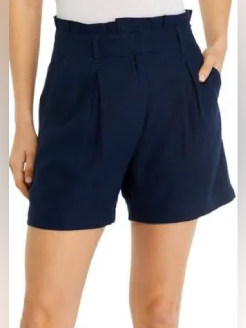 Crown & Ivy Linen Blend Harbor Navy Fashion Shorts Size 16 New with Tags